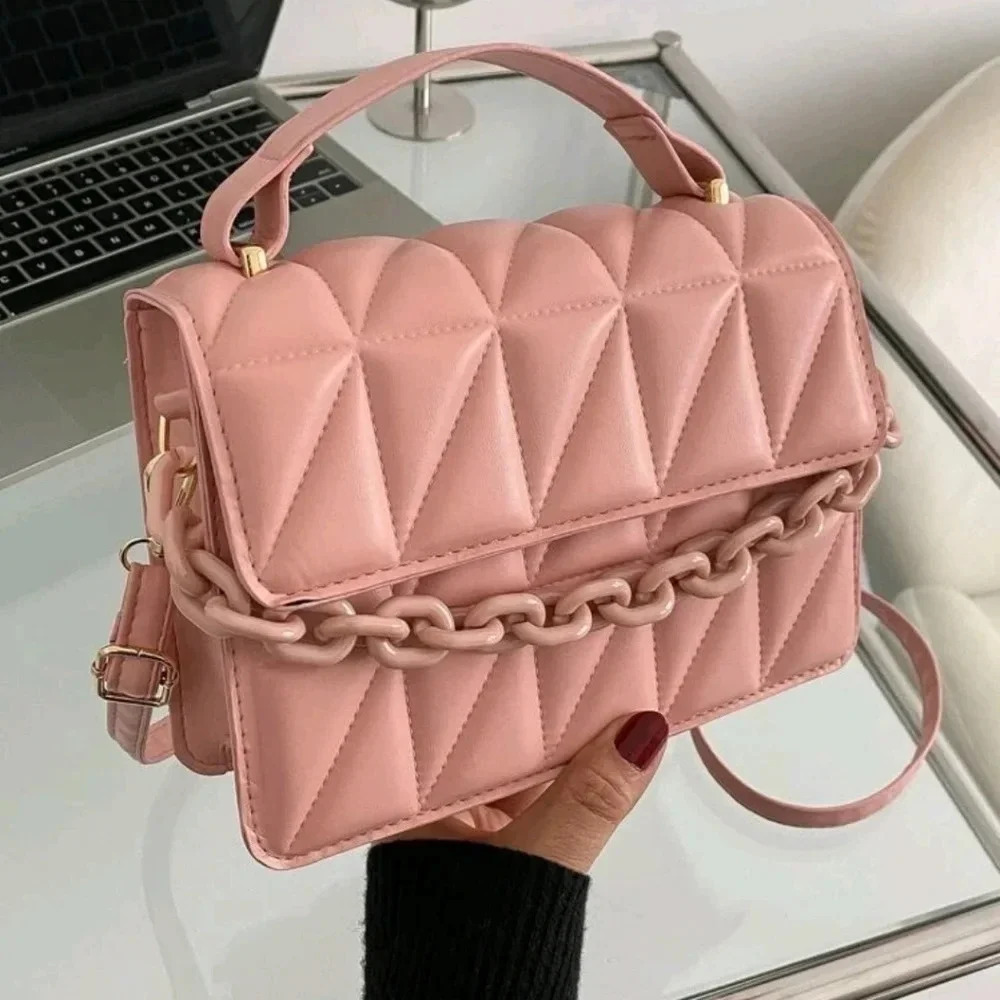 Rose pink chain luxury purse women's handbag crossbody bag clutch hand held cute